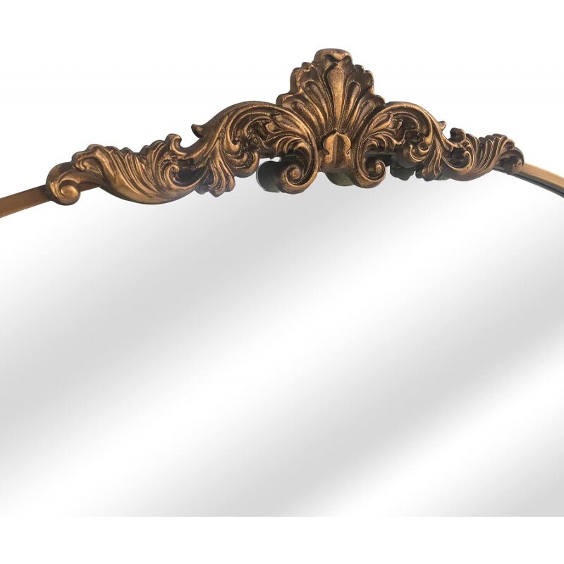 Arched Mirror,Gold Traditional Vintage Ornate Baroque Mirror,Antique Brass Mirror for Entryway/Fireplace/Living Room/Hallway/Bat