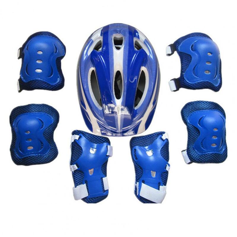7Pcs/ Set Kids Bike Safety Knee Pad Palm Guards Elbow Pads Set Roller Knee Pad Elbow Pads Kit Cycling Safety Protective Gear