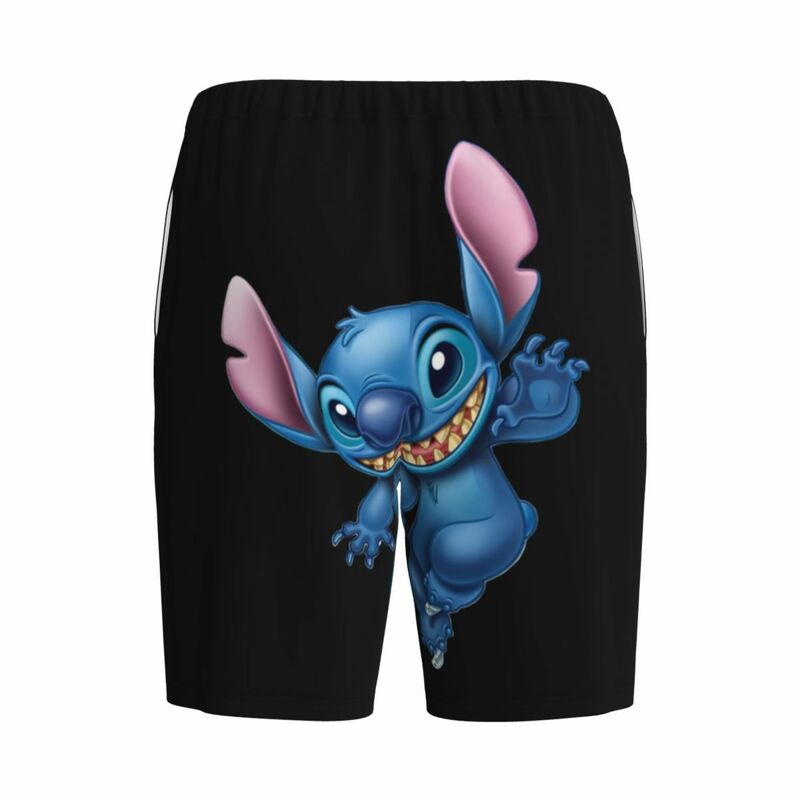 Custom Cartoon Animation Stitch Pajama Shorts Men Sleepwear Lounge Bottom Stretch Sleep Short Pjs with Pockets