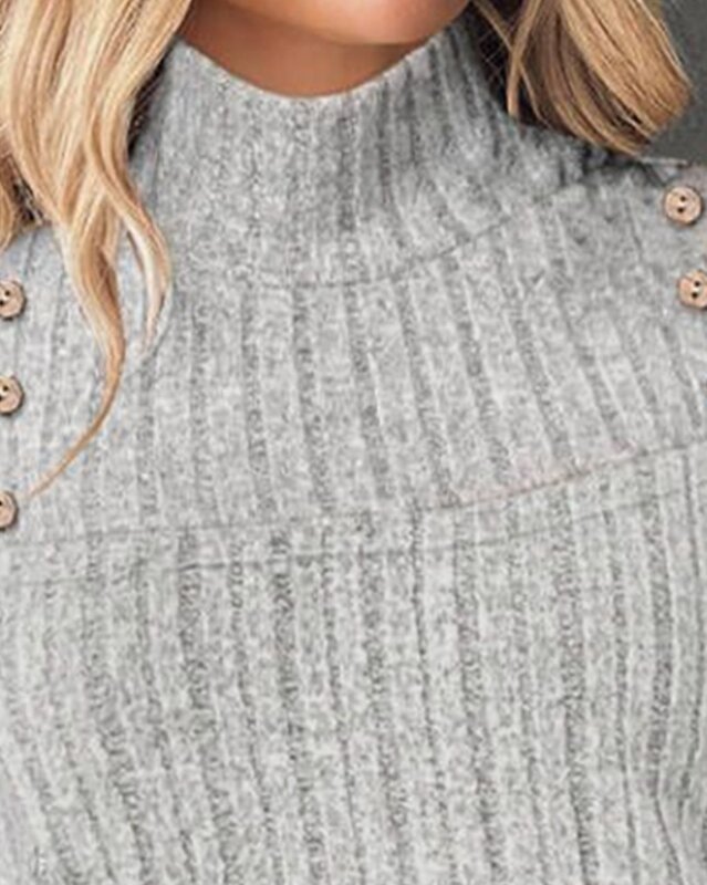 Sweter Y2K dla kobiet 2024 jesienne zakładki golf z wycięciami zimne ramiona z długim rękawem ozdobny guzik prążkowany sweter