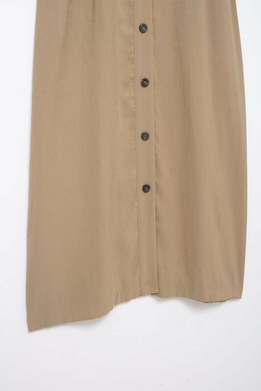 ชุดเดรสแฟชั่นใหม่สำหรับผู้หญิงเสื้อเชิ้ตลำลองสไตล์ย้อนยุคแขนสั้นมีกระเป๋าแบบมีเข็มขัดแต่งกระดุม
