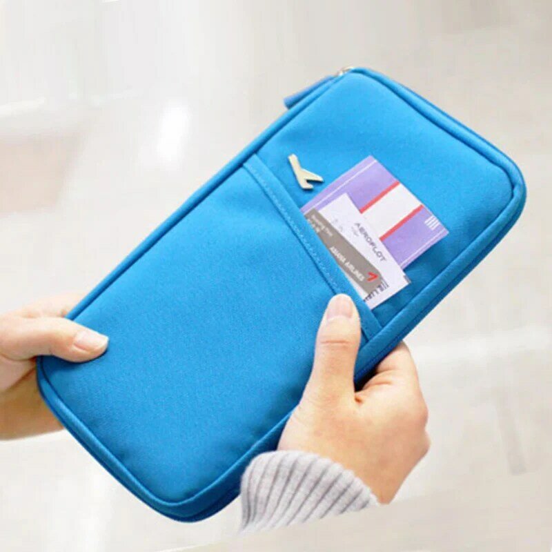 Portefeuille de voyage pour passeport, porte-carte de crédit, porte-monnaie, sac à documents, sac à main multifonction, pochette de rangement