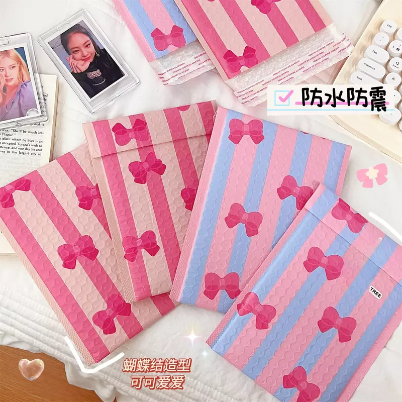 10 pezzi sacchetto busta a bolle Bowknot sacchetti postali autosigillanti a bolle rosa pacchetto buste imbottite per regali