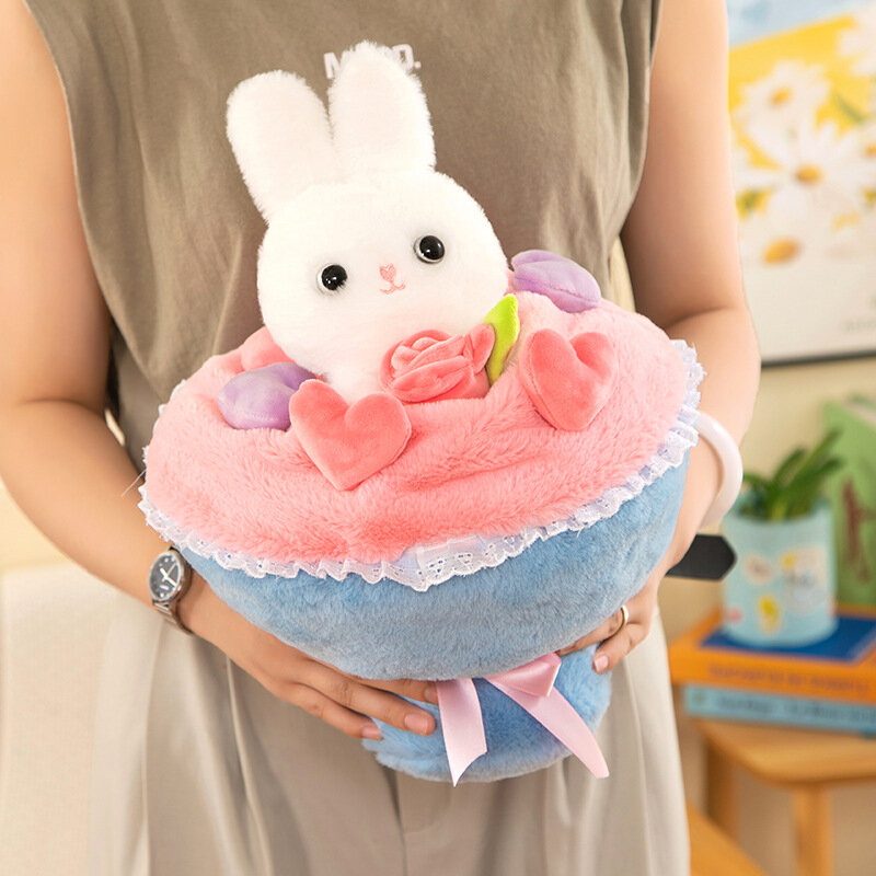 35cm kwiat księżniczka królik przekształca się w wiązkę kwiatów Kawaii pluszowa lalka słodka zabawka króliczek prezent na walentynki