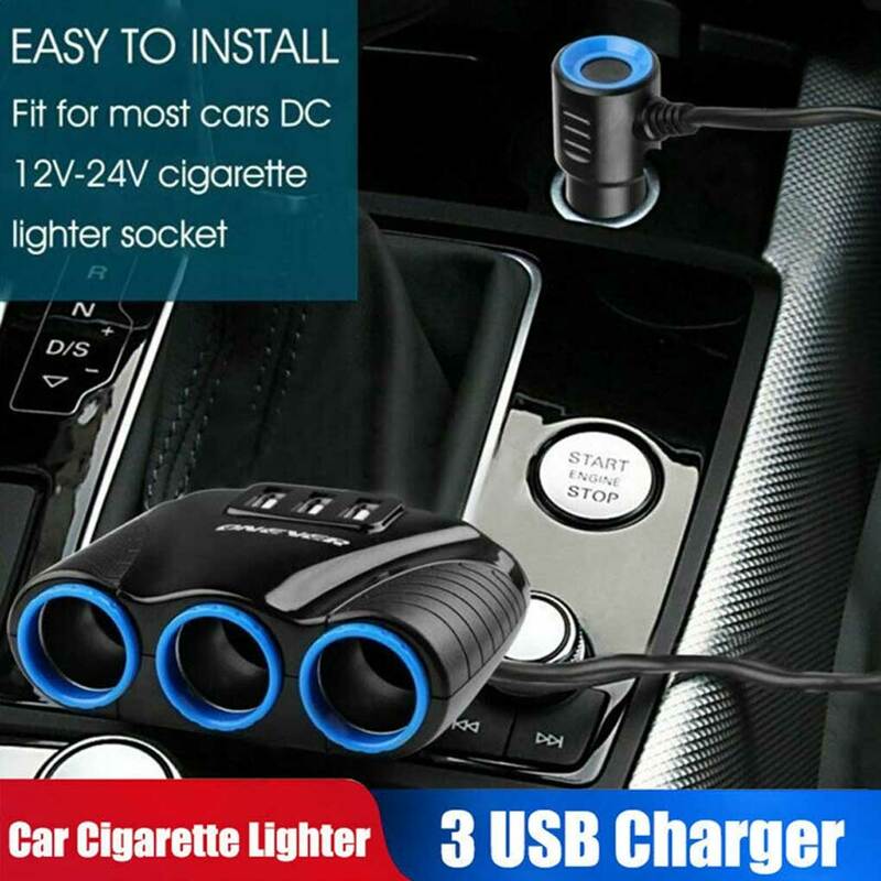 Répartiteur d'allume-cigare de voiture, prise multiple, adaptateur de chargeur USB pour smartphone, 3 voies