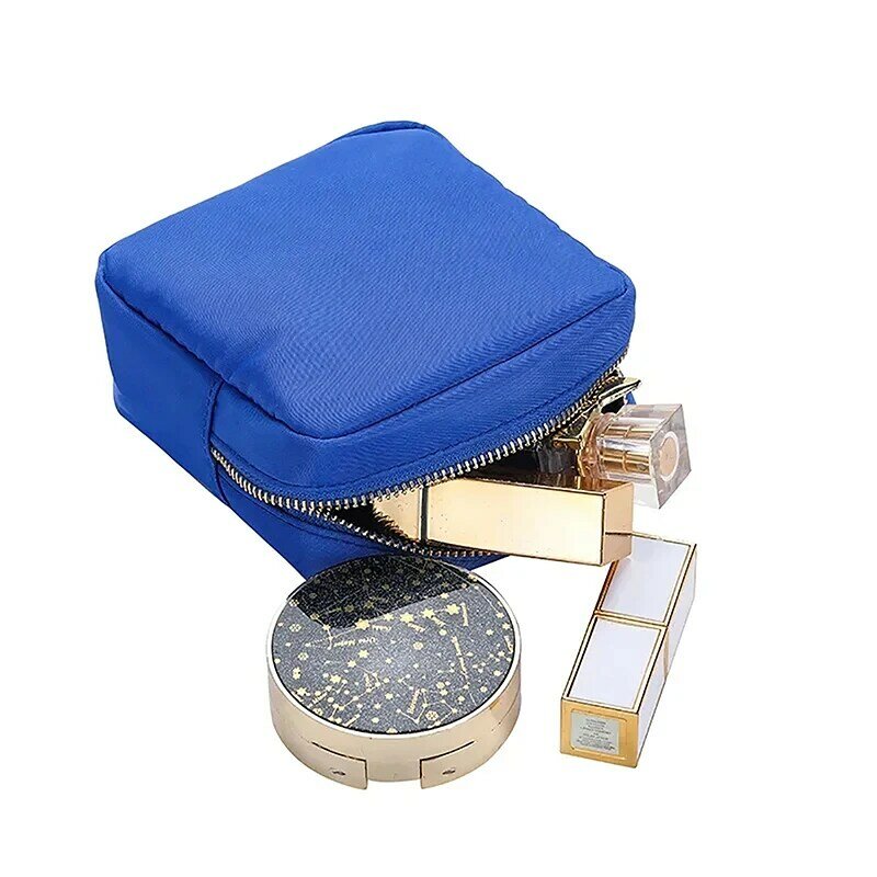 Mini bolsa de maquillaje de nailon, bolsa de almacenamiento de cosméticos, organizador de cosméticos impermeable, multifuncional para suministros de viaje