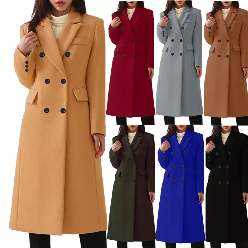 Fashion new women's autumn winter Europe and the United States long plus size woolen women's coat woolen coat women's trend