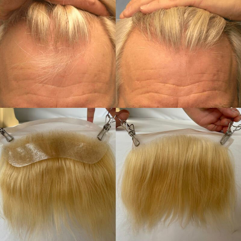 قطعة شعر للرجال من الدانتيل الأمامي غير المرئي ، نظام خط الشعر الطبيعي ، شعر مستعار فرنسي ، HD شفاف ، أشقر