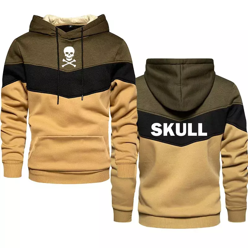 2023 Autumn Thick men's hoodie comfort fleece loose y2k men's pullover skull print Hip-hop High Quality Men's hoodie top