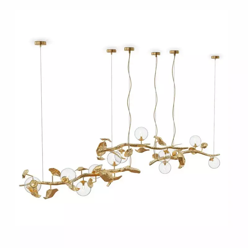 Modern luxury villa living room dining room chandelier art creative full copper teahouse bar table lamp
