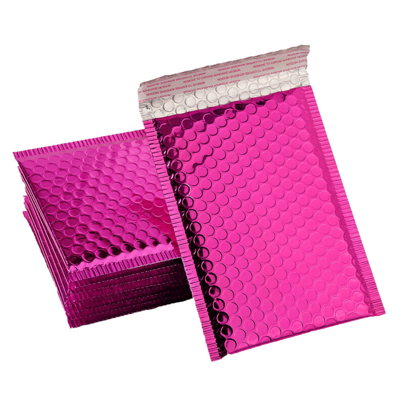 Sobre de burbujas de 15x20 + 4cm, bolsas de papel de aluminio, color rojo rosa, para embalaje de regalo, bolsa de recuerdo de boda, sobres de correo, 50 unidades