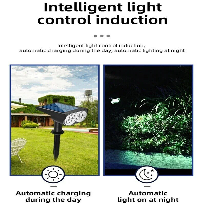 Solar ajustável Powered 7LED Spotlight, IP65 impermeável, luz de parede de paisagem, iluminação exterior, lâmpada no chão, 1pc