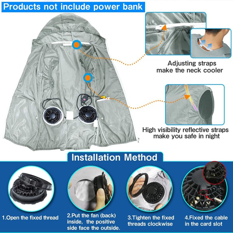 summer Men Cool Vest Wearable Cooling Fan Vest Air-conditioned Clothes Evaporative Cooling Construstion Vest for men