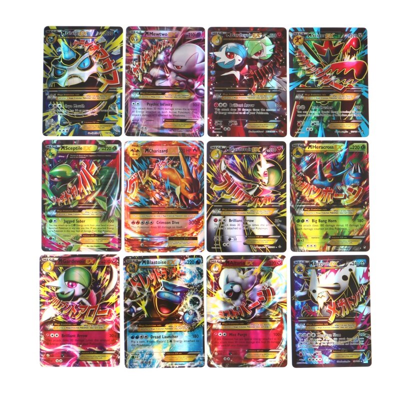 60/100 szt. Karty Pokemon świecące angielska wersja MEGA GX Vmax TAG EX karty do zbierania Proxy zabawka na prezent dla dziecka