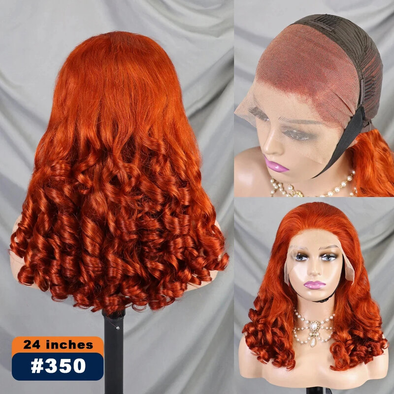 Peluca de cabello humano rizado para mujer, postizo de encaje de onda suelta transparente, 4-350 colores, 300% de densidad, 24 pulgadas, 13x4 HD, predesplumada, Remy