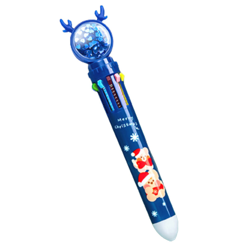 クリスマス漫画のバレルボールペン、学生、学校、事務用品用のマルチカラーペン、耐久性、10 in 1