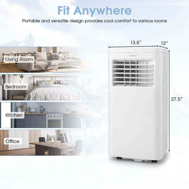 Tragbare Klimaanlage, 8000 BTU AC-Einheit mit eingebautem Luftent feuchter, 24h Timer, Fernbedienung, kühlt bis zu 250 qm. Ft