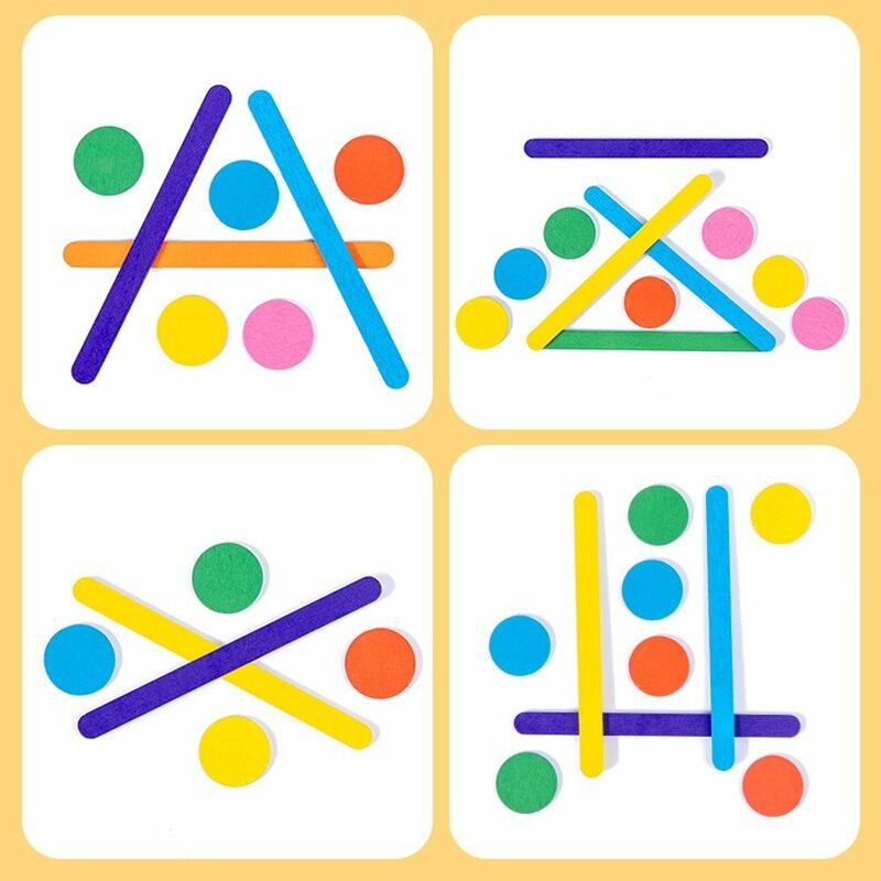 Puzzle 3D Montessori en Bois pour Enfant, Jeu Géométrique Arc-en-ciel, Bâton Rond, Jouet Assressenti, Éducation Précoce