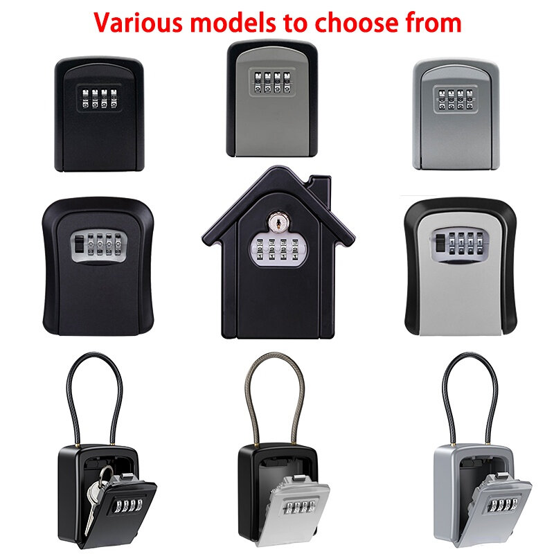Wall Mounted Zinc Alloy Key Safe Box, intempéries, 4 combinação de dígitos, armazenamento Lock, Indoor and Outdoor