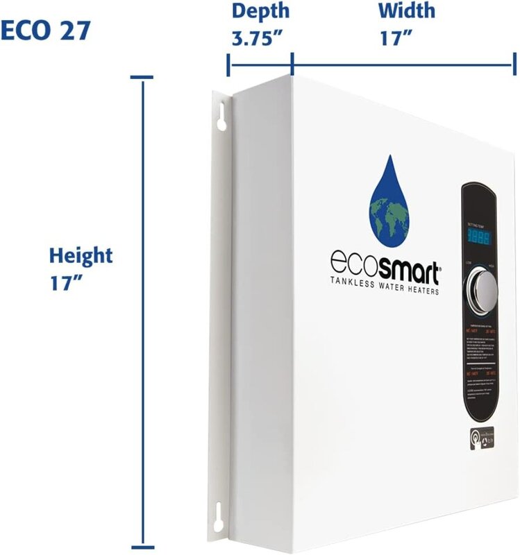 EcoSmart ECO 27 безрезервуарный водонагреватель, электрический, 27 кВт-Количество 1, 17x17x3,5