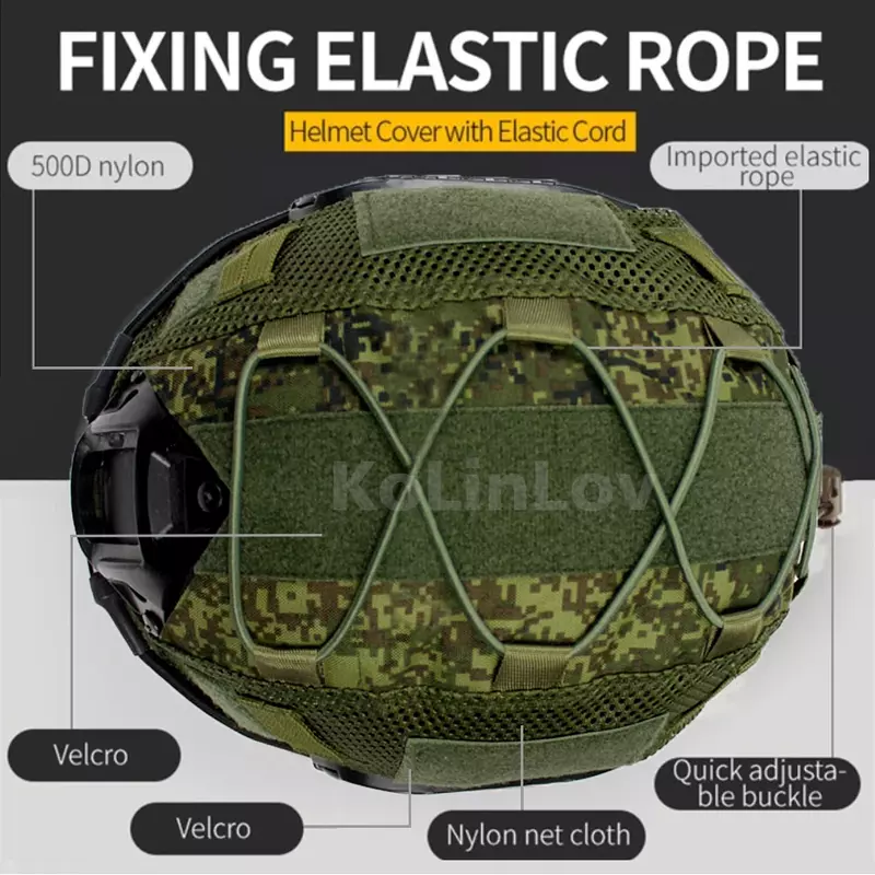 Penutup helm taktis, untuk MH PJ BJ OPS-Core helm Airsoft Paintball militer Multicam dengan kabel elastis