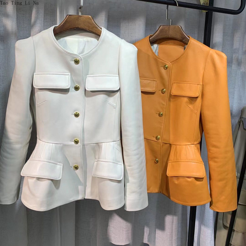 2023 donne nuova giacca in vera pelle di pecora vera pelle di pecora cappotto Casual in pelle moto G8