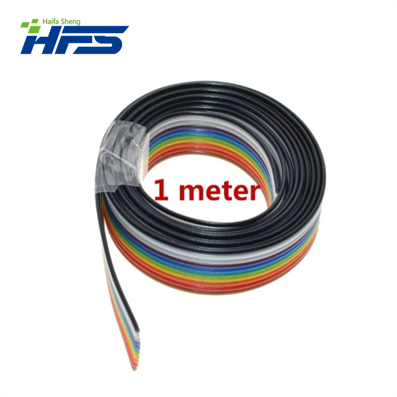 Cable de cinta arcoíris de Color plano, 1 metro, 1,27mm de espaciado, 10 vías, 10P, para PCB, DIY, Pin de 10 vías