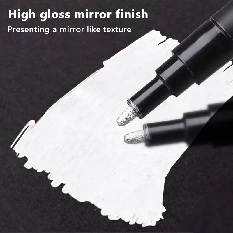 Хромированный, золотистый, серебристый маркер для автостайлинга, художественный зеркальный маркер для творчества, 1-2 мм, зеркальные Светоотражающие ручки для творчества