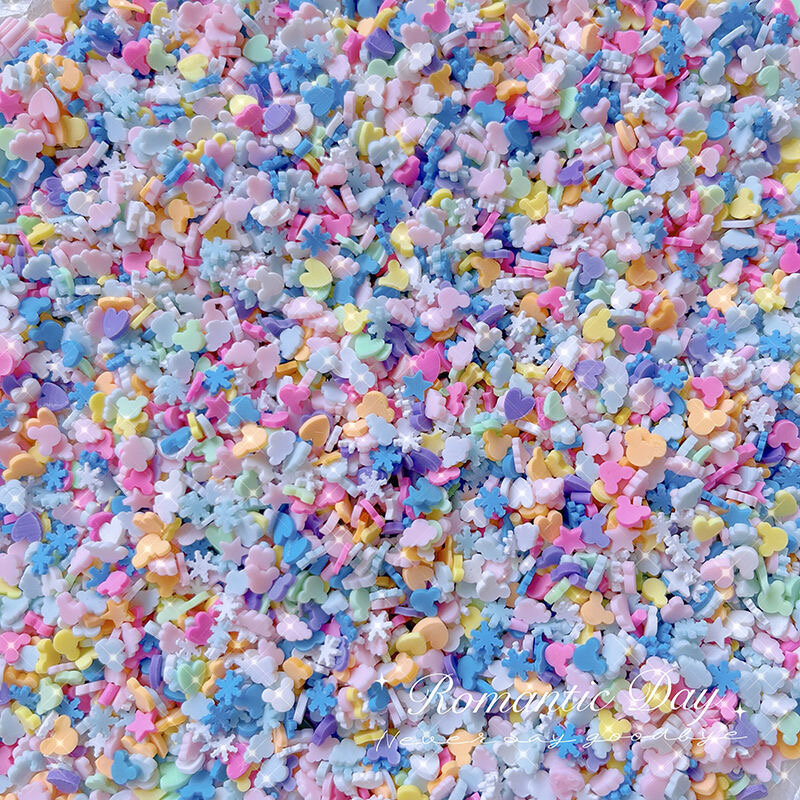 20g resina argilla polimerica glitter cospargere decorazione fai da te per riempitivo artificiale fiocco di neve Dessert cuore stella per Craft Slime Makin