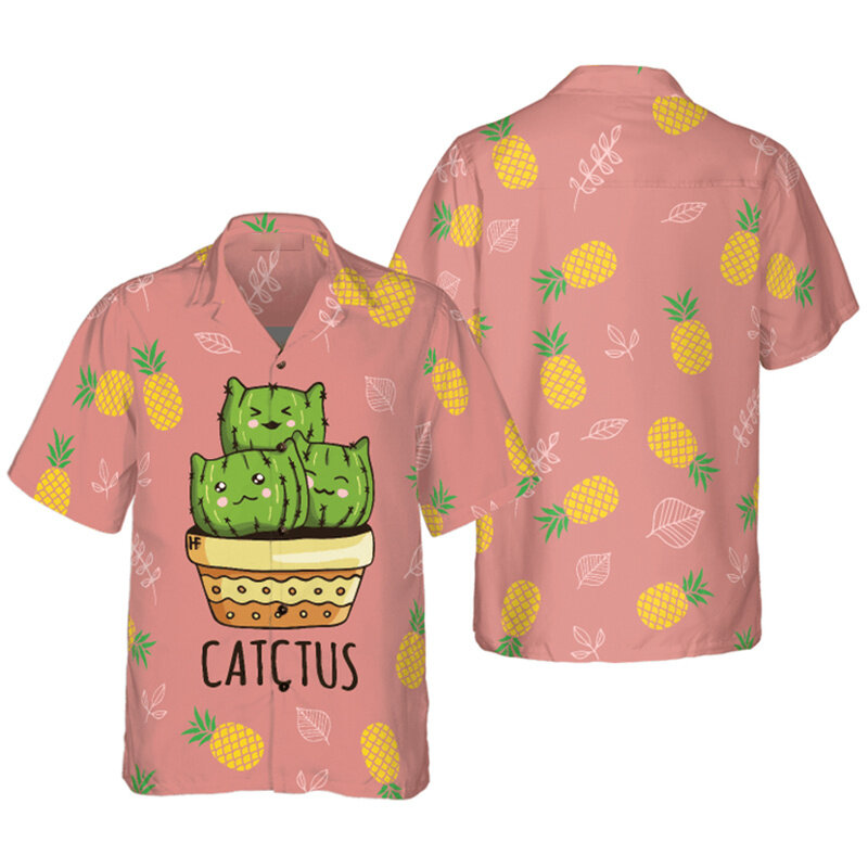 Camisas y blusas con estampado 3D de Cactus suculentas para hombres y niños, camisas cortas lindas de moda, ropa de Kawaiian Harajuku Y2k, nuevas