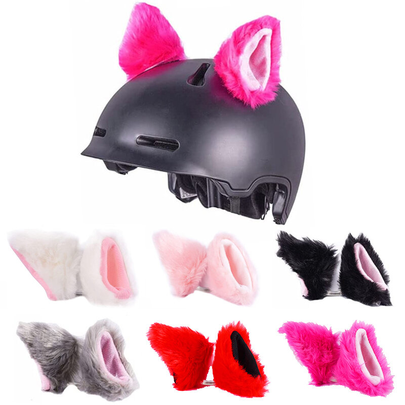 2 pièces coloré casque de moto cornes de diable oreilles de chat décor universel moto vélo voiture style décoration casque autocollants