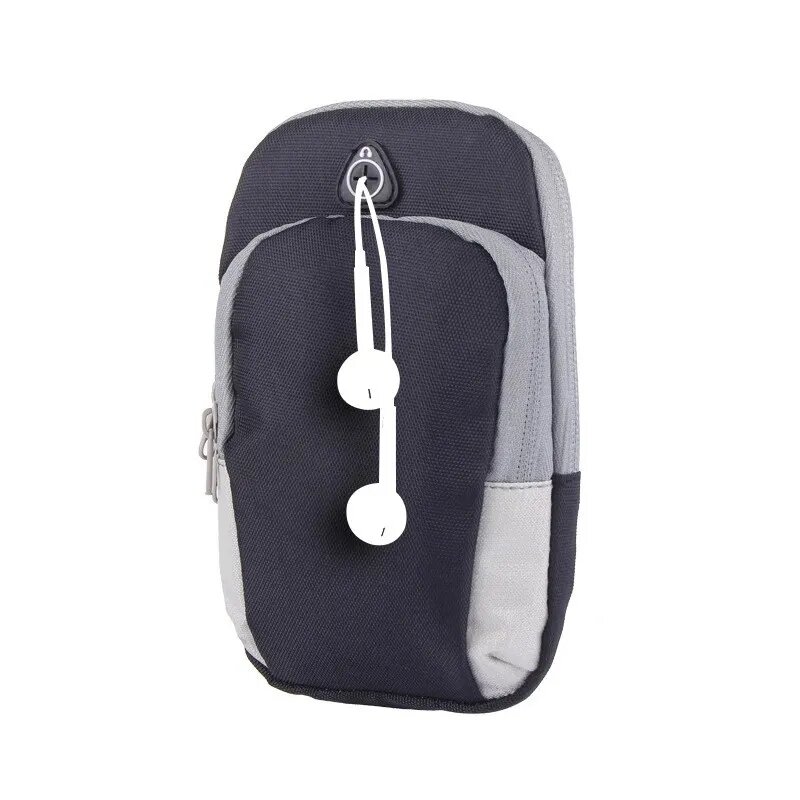 Tas ponsel olahraga, tas lengan lari, kunci telepon genggam Universal, tas paket lengan olahraga luar ruangan dengan lubang Headset gaya sederhana