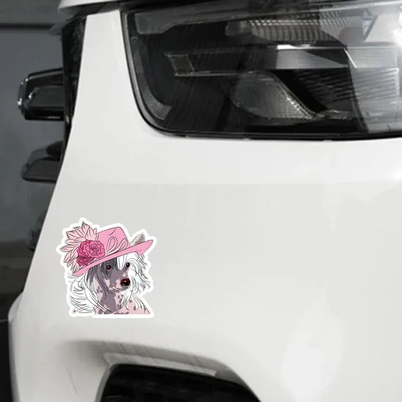 Stiker mobil kepala anjing Cina Hippie stiker dekorasi kedap air Bumper jendela belakang Y kertas berperekat