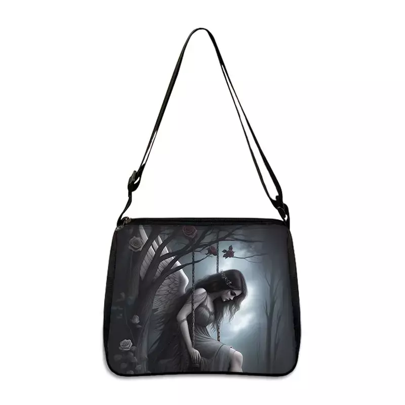 Gothic Girls Skull Print Shoulder Bag Women Handbags for Travel Angel With Broken Wing Messenger Bag Phone Holder Crossbody Bags
