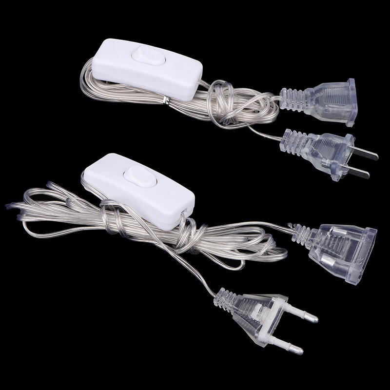 1Pc 3M Plug Extender Wire con interruttore spina ue/usa per LED String Light Wedding Christmas Decor Led Garland Lights