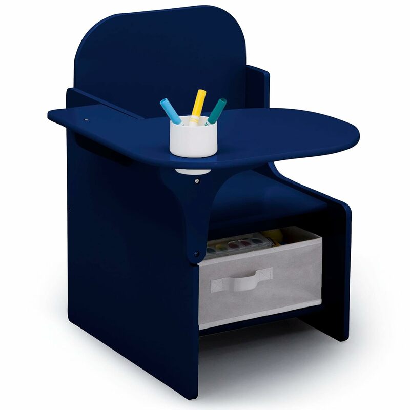 Chair Desk com Storage Bin, Cinza