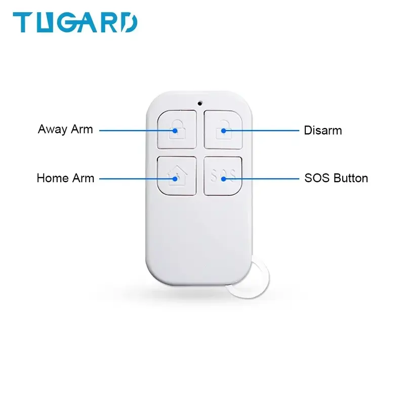 433MHz Wireless Remote Control Detector 4 Keys Encoding for Remotely Arm Disarm Home Security Alarm System+Wireless RFID Tags
