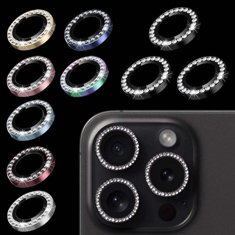 Protecteur de caméra en diamant pour Iphone15 Pro Max, verre du Guatemala, anneaux en métal, étui d'objectif, N7A1