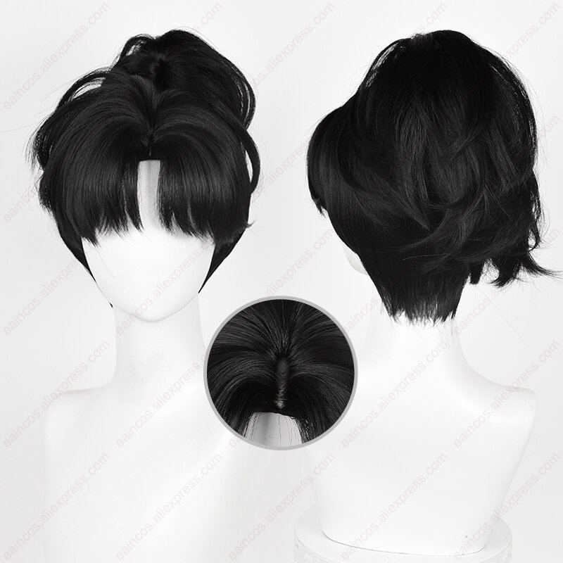 Reverse:1999 An-an Lee Cosplay Wig 30cm Black Short Ponytail Wigs Heat Resistant Synthetic Hair