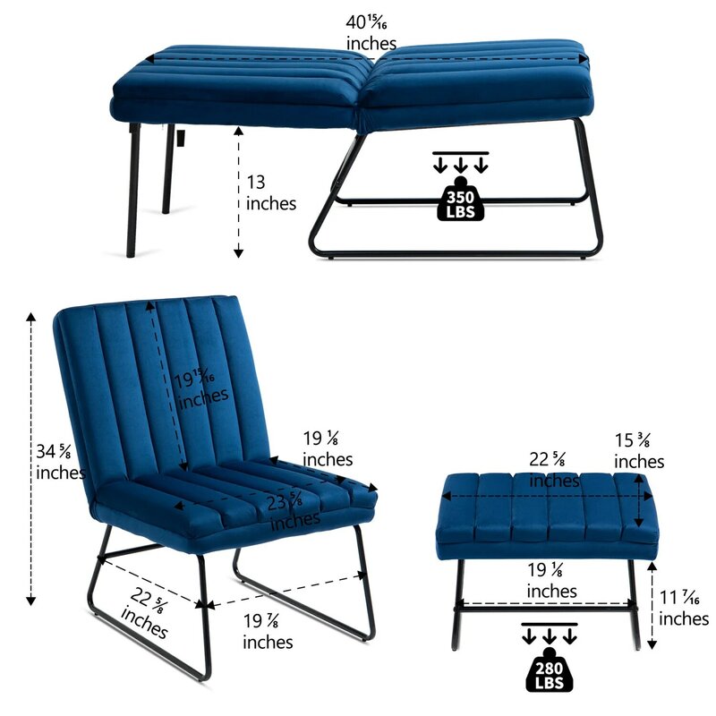 Silla de salón moderna para ocio, sillón individual tapizado, color azul oscuro, contemporáneo