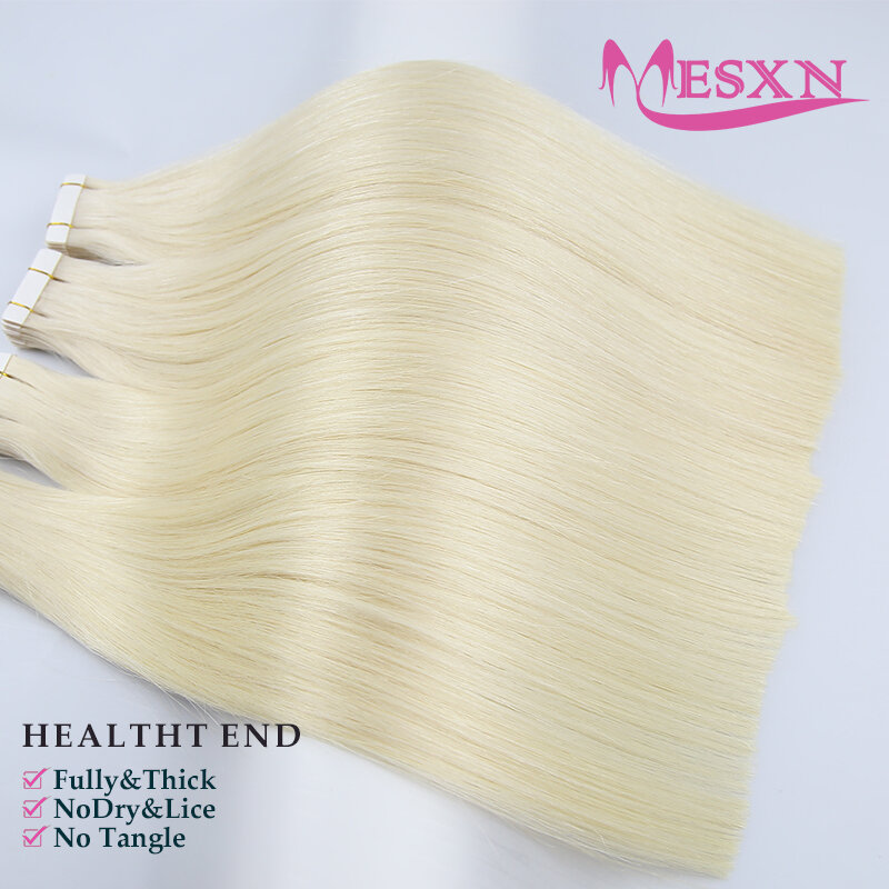 Extensiones de cinta de alta calidad para mujer, 100% cabello humano, trama de piel Invisible de 12 a 22 pulgadas, adhesivo de 613 colores, cabello Natural Real