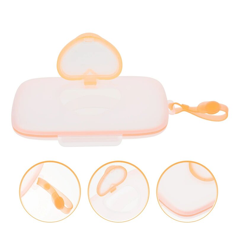 Baby Wipe Dispenser Portable Baby Wipes Container Case Handle Decorative Love Heart On-The-Go Wipes Diaper Box Clear Refillable