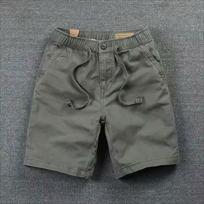 2024 Outdoor Split Shorts Summer Elastic Waist Casual Shorts Men's Solid Color Shorts Korean Style Men's Lacing Pants