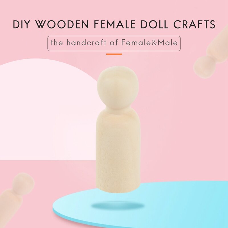 未完成の木製ペグ人形体、人の形、男性と女性の装飾、工芸品に最適、16個