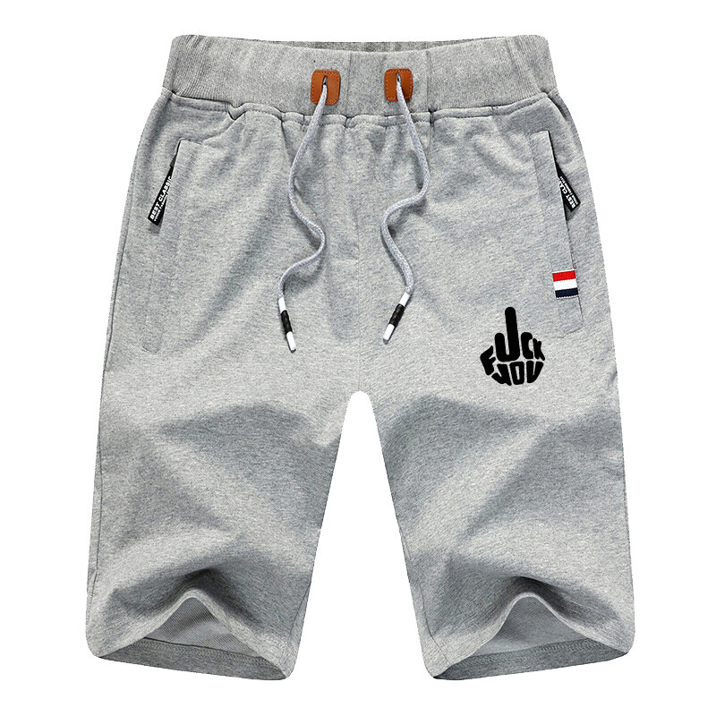 Algodão Drawstring Shorts masculino com bolsos com zíper, corredor esportivo casual, plus size S-4XL, verão