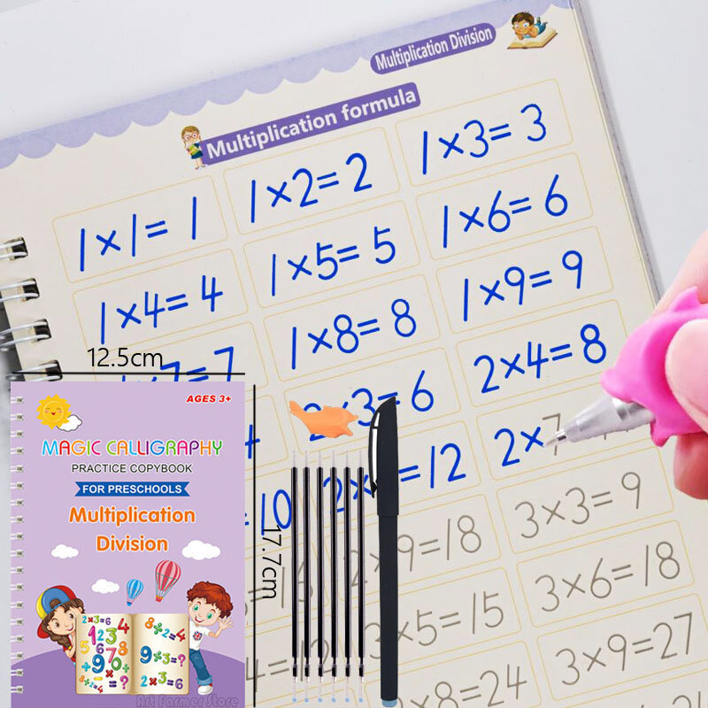 جديد قابلة لإعادة الاستخدام تعلم الرياضيات الإنجليزية ثلاثية الأبعاد الخط كتاب الرسم كتاب أرقام التعليم للأطفال رسالة ممارسة لعبة الهدايا