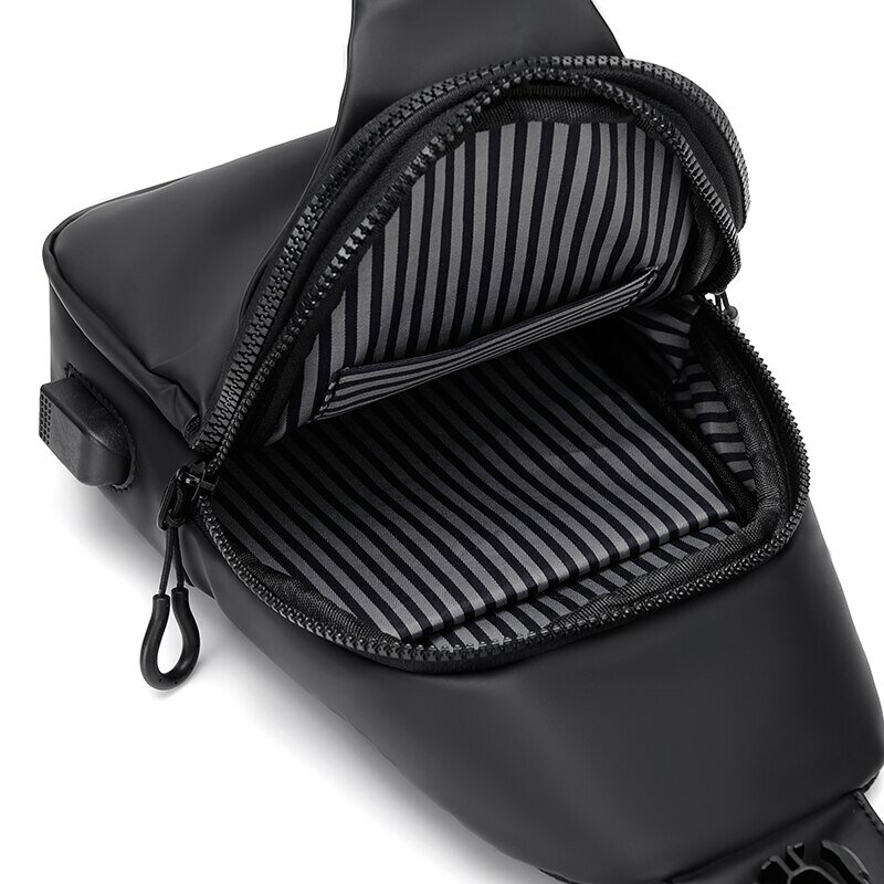 1 Usb Grande Capacidade dos homens de carregamento Multifuncional Peito Bag Moda Simples Commuter Leve Ombro Crossbody Bag