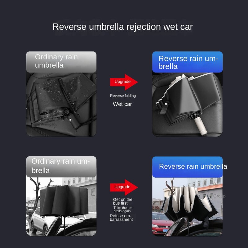 Men's and Women's Folding Large Car Reverse Sun Umbrella Sunny and Rainy Dual-Use Sun Protection UV Sun Umbrella