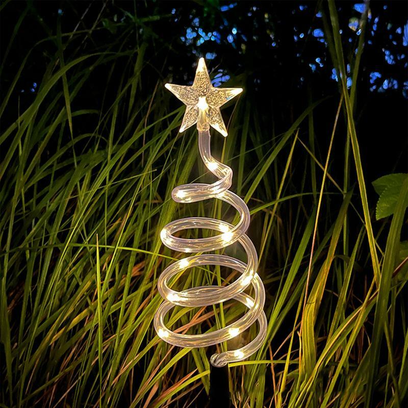 Lampu LED tenaga surya lampu pohon Natal tahan air luar ruangan dekorasi taman rumput jalur pasak cahaya matahari bertenaga cahaya lampu tali