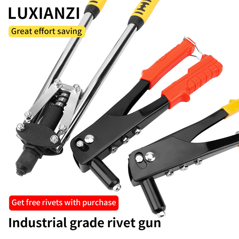 Zestaw ciężkich nitownica ręczna LUXIANZI 9.5/10/17 cali profesjonalny ręczny narzędzie do nitowania ergonomiczny pistolet z wysoką dźwignią ślepy nit